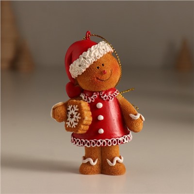 Фигурка-подвеска полистоун «Имбирный снеговик в новогоднем наряде», ёлочная игрушка, 5.5×4×8.5 см, МИКС
