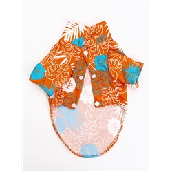 Рубашка для собак «Тропики», размер M, ДС 26, ОГ 34, ОШ 25 см, оранжевая