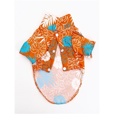 Рубашка для собак «Тропики», размер S, ДС 25, ОГ 35, ОШ 23 см, оранжевая