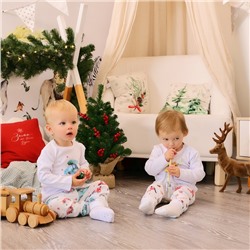 Пижама детская MINAKU New Year's cars, рост 68-74 см, белая