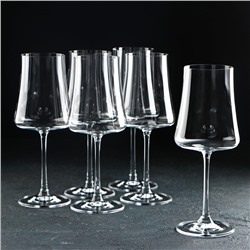 Бокалы для вина «Экстра», 460 мл, набор 6 шт., хрустальное стекло, прозрачные