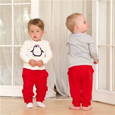 Костюм детский (джемпер, брюки) «Крошка Я. Новогодние зверята», рост 68-74 см, красный, белый