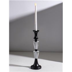Подсвечник на 1 свечу «Кристалл. Классик», стекло, металл, чёрный, d=5 см, 9.5×9.5×32.5 см