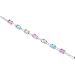 Браслет, зеленый аметист , морганит , топаз, Кален