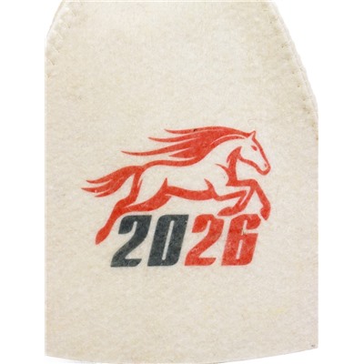 Шапка для бани и сауны «Год лошади», полиэфир 70%, шерсть 30%, «Добропаровъ»