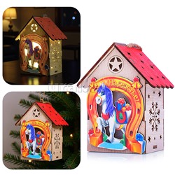 Новогоднее украшение "Домик со светом. Подкова на счастье" в пакете