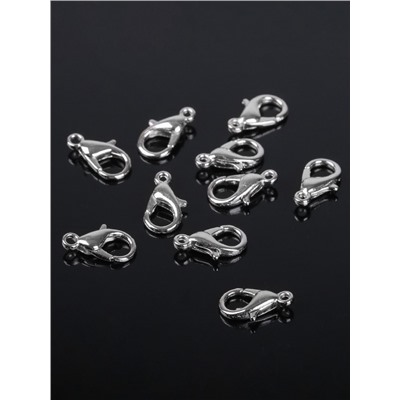 Замок карабин, 200 шт. 12 мм, цвет серебро