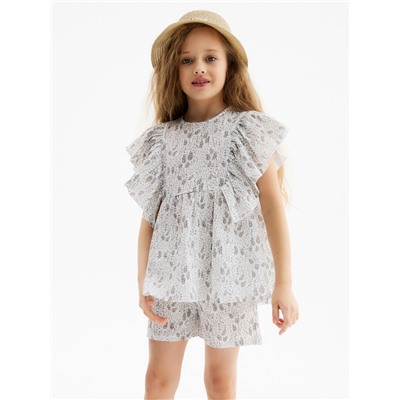 Комплект для девочки (блузка, шорты) MINAKU, белый, рост 98 см