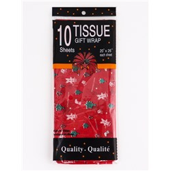 Бумага новогодняя упаковочная тишью «Пряничный человечек», красная, 50×66 см