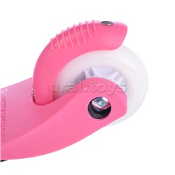 Самокат трёхколёсный ROCKET колёса световые PU, цвет бело-розовый