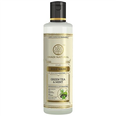 Khadi Natural Гель для душа с мятой и зеленым чаем (без парабенов и СЛС) 210 мл