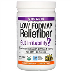Natural Factors, Organic Low Fodmap Reliefiber, Tropical Flavor, 7.09 oz (201 g)