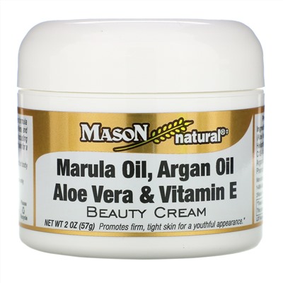 Mason Natural, Marula Oil, Argan Oil,  Aloe Vera & Vitamin E Beauty Cream, 2 oz (57 g)