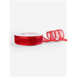 Лента декоративная, капроновая/атласная, 20 мм, 18±1 м, красная