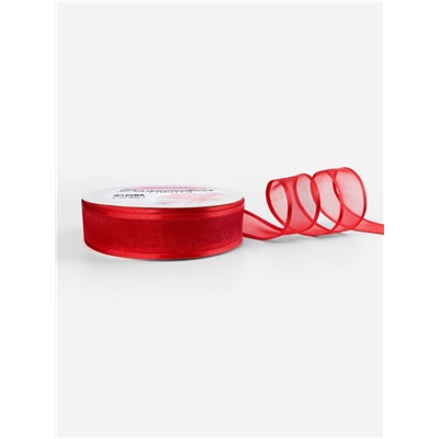 Лента декоративная, капроновая/атласная, 20 мм, 18±1 м, красная