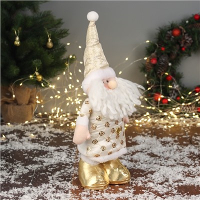 Игрушка мягкая «Дед Мороз цветочек» 59×21 см/40×21 см, золотисто-белый