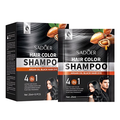 Шампунь-краска для волос с аргановым маслом (цвет черный)