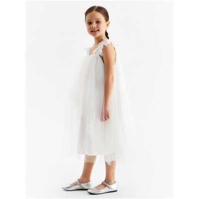 Платье нарядное для девочки MINAKU: PartyDress, рост 104-110 см, белое