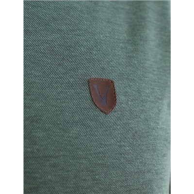 Футболка поло с воротником на пуговтцах из полотна пике с меланжевым плетением с эластаном