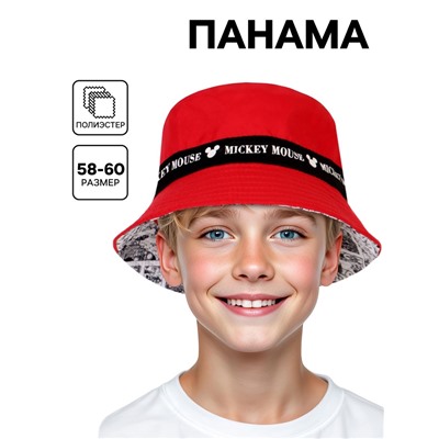 Панама, размер 58-60, красная, Микки, Маус