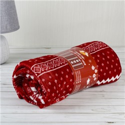 Плед флисовый 150х200 см Красный с белыми снежинками / GP611-4 /уп 100/ 696142 новогодний