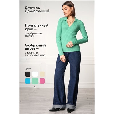 Женский джемпер лапша с воротником поло Happyfox