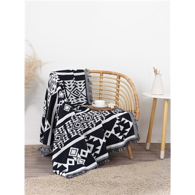 Плед с бахромой «Этель. Этника», 130×180 см, серый