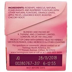 Twinings, травяной чай, гранат и малина, без кофеина, 20 чайных пакетиков, 40 г (1,41 унции)
