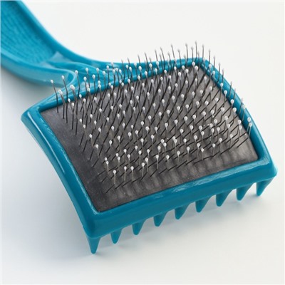 Щётка - пуходёрка большая мягкая с каплями, основание 68×48 мм, бирюзовая