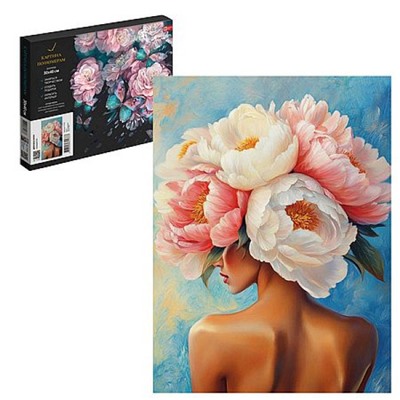 Картина по номерам 30х40 см "ДЕВУШКА-ПИОН" живопись с красками и кистью 71254 Феникс
