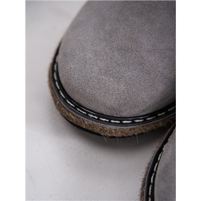 Полусапоги женские серые замшевые с замком на войлочной подошве