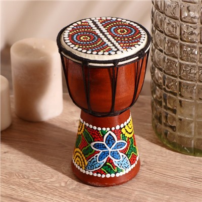 Сувенирный музыкальный инструмент «Барабан Джембе цветочный узор», 11×11×20 см, МИКС