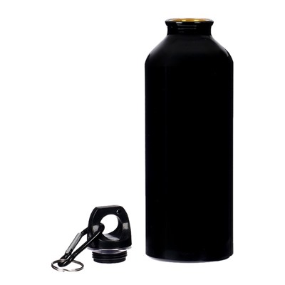 Бутылка для воды, 500 мл, корпус из алюминия, пластик, чёрная