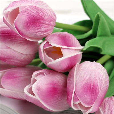 Цветок искусственный Тюльпан 30 см бело-сиреневые / 1205 /уп 10/200/1200/ латэкс