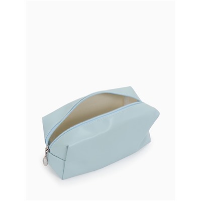 Косметичка женская ONE COLOR, на молнии, экокожа, голубая