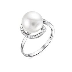 Кольцо из серебра жемчуг swarovski, В10-0893