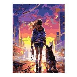 Картина по номерам на картоне 40*50 см "Город будущего"