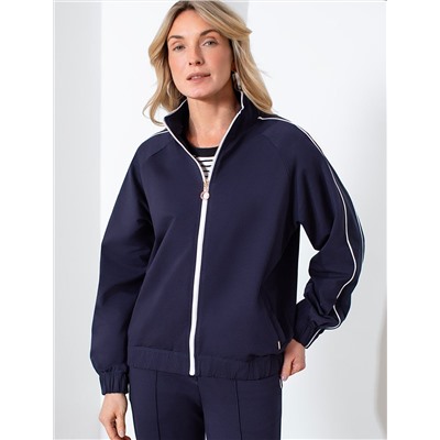 Свободный бомбер с лампасами на молнии из петельчатого футера двухнитки с эластаном