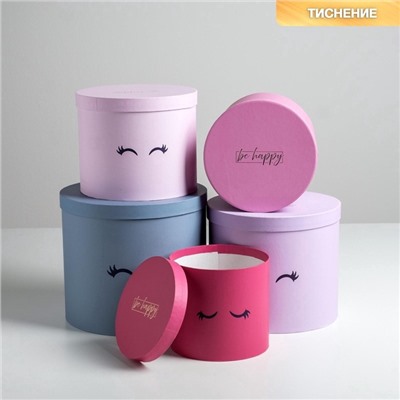 Набор коробок для цветов 5 в 1, упаковка подарочная, «Глазки», 14×14×13 см - 22×22×19.5 см