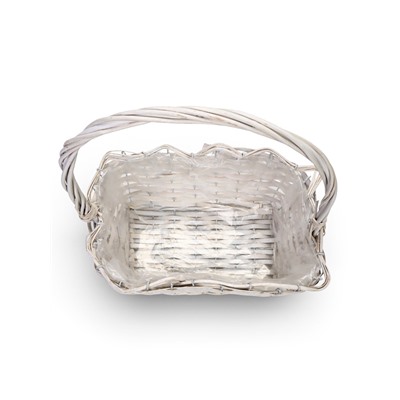 Корзина плетёная для хранения, лоза, прямоугольная, белая, набор 3 шт.