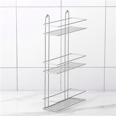 Полка прямоугольная 3-х ярусная, 26.5×10.5×50 см, хром