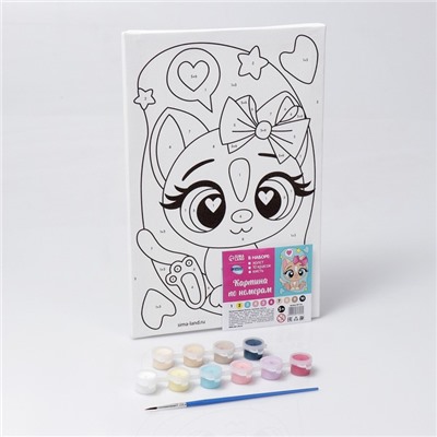 Картина по номерам для детей «Кошечка с бантиком», 20×30 см