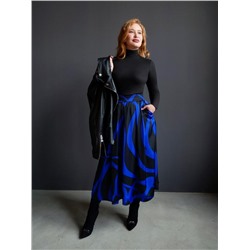 Юбка шелк 3204 (Черно-синий)