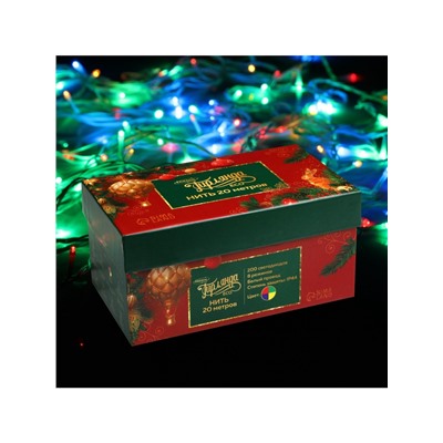 Гирлянда «Нить» 20 м, IP44, белая нить, 200 LED, свечение мульти, 8 режимов, 220 В