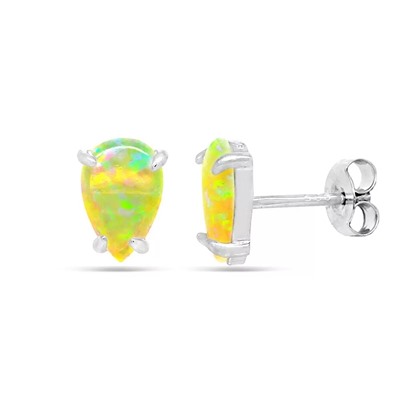 Серьги из серебра опал желтый, МОВ0294