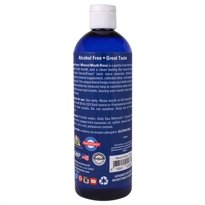 Trace Minerals Research, ConcenTrace, Минеральный ополаскиватель для полости рта, Мята, 16 жидких унций (473 мл)