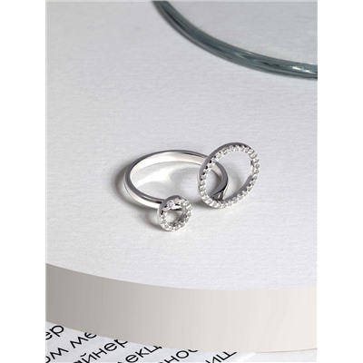 Кольцо из серебра с фианитами родированное 925 пробы К-7302р200