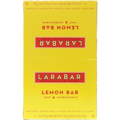 Larabar, The Original Fruit & Nut Food Bar, Lemon Bar, 16 Bars, 1.6 oz (45 g) Each
