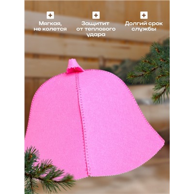 Шапка для бани и сауны «Классическая», полиэфир, розовая, «Добропаровъ»