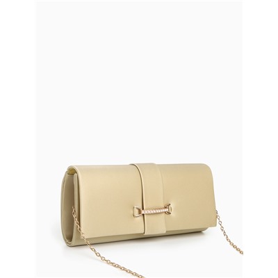 Сумка-клатч женская вечерняя на магните, на цепочке, с золотистой фурнитурой, однотонная, золотистая